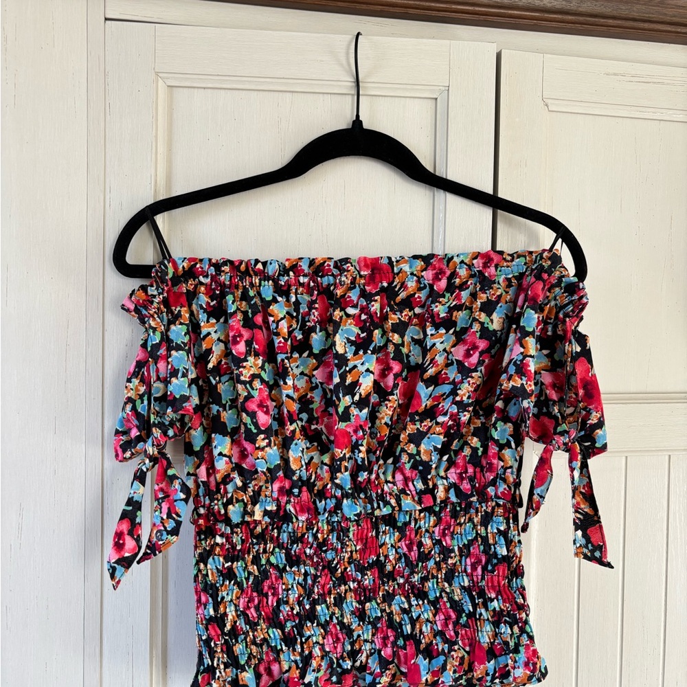 Zara Multicolor Floral Off-Shoulder Blouse